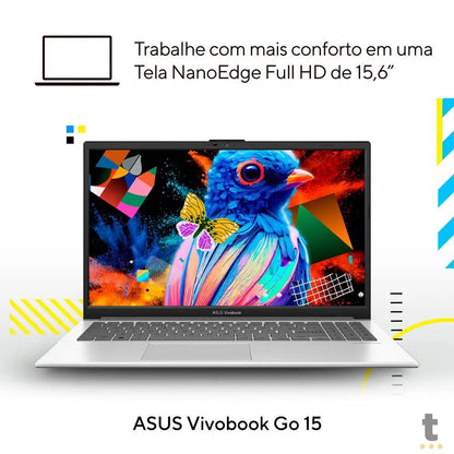 Notebook Asus Vivobook Intel Core I3-N305 4gb 128gb Ssd 15.6 Pols Prata Win11 Home - E1504GA-NJ440W Truedata