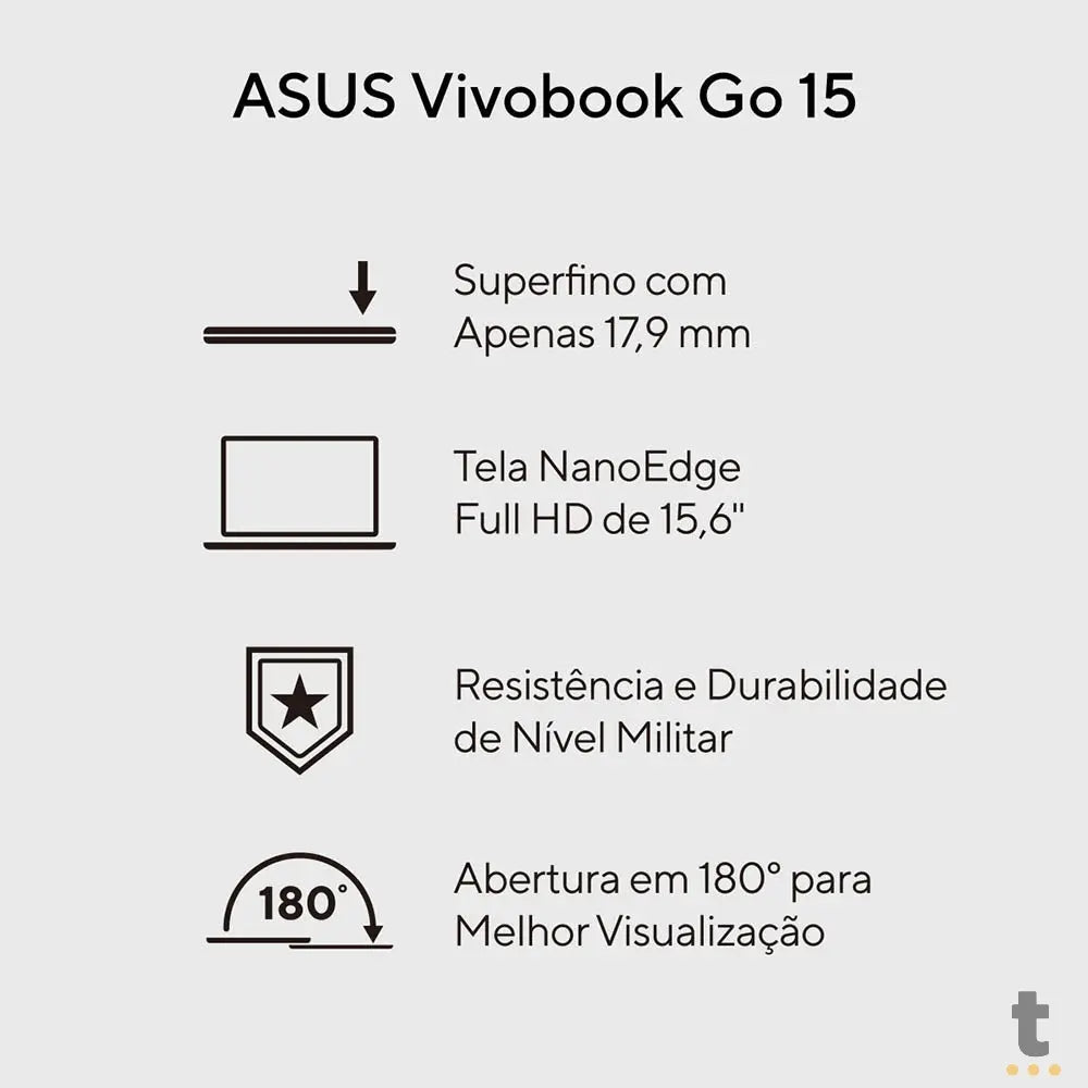 Notebook Asus Vivobook Intel Core I3-N305 4gb 128gb Ssd 15.6 Pols Prata Win11 Home - E1504GA-NJ440W Truedata