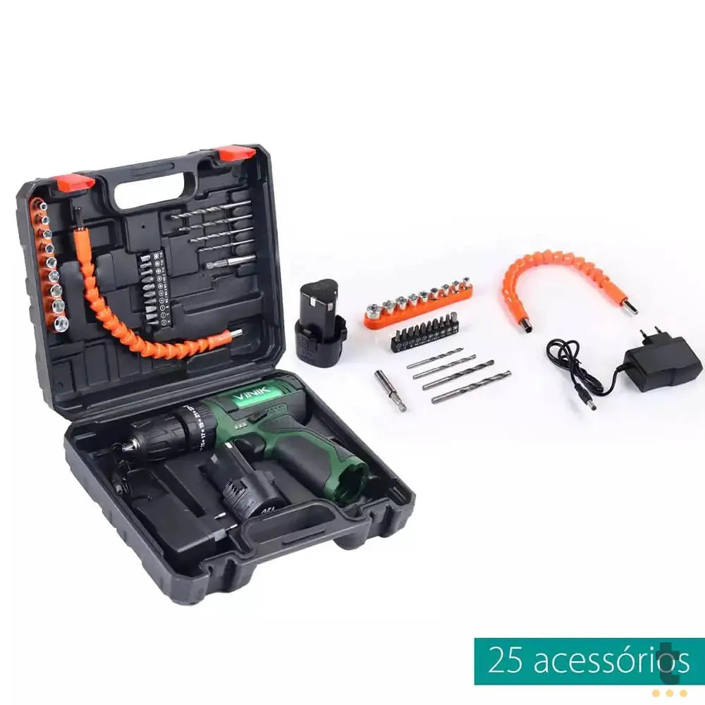 Parafusadeira e Furadeira de Impacto C/ 25 Peças Vinik 12V - LBT-TS-12F Truedata
