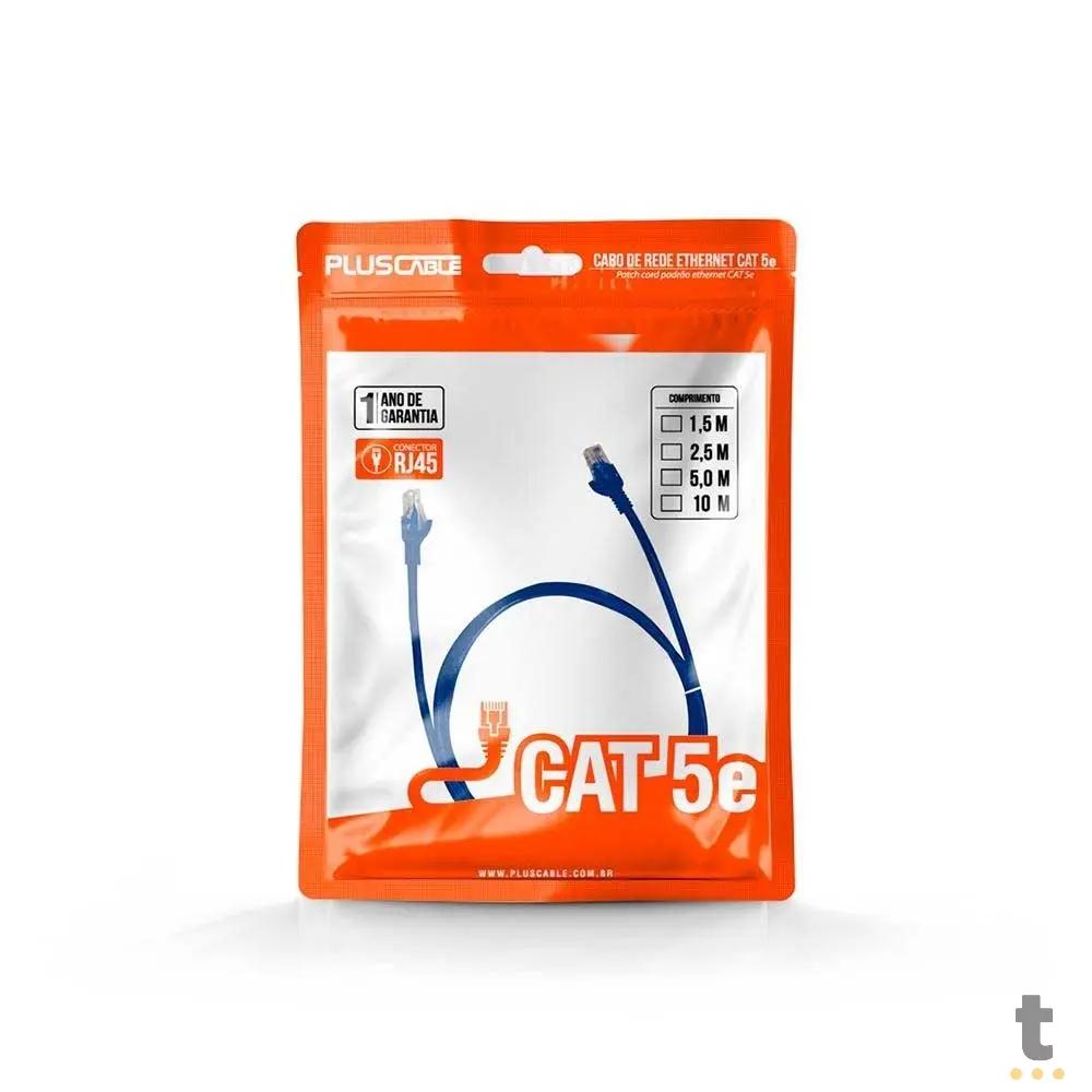 Patch Cord Cabo De Rede Cat5-E PlusCable 1.5m Azul - PC-ETHU15BL Truedata