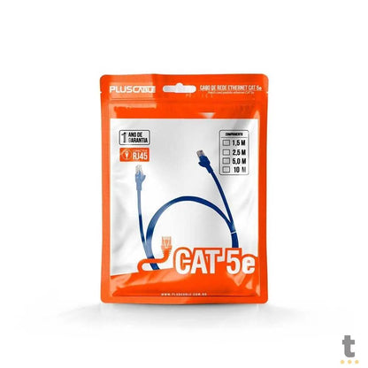 Patch Cord Cabo De Rede Cat5-E PlusCable 1.5m Azul - PC-ETHU15BL Truedata