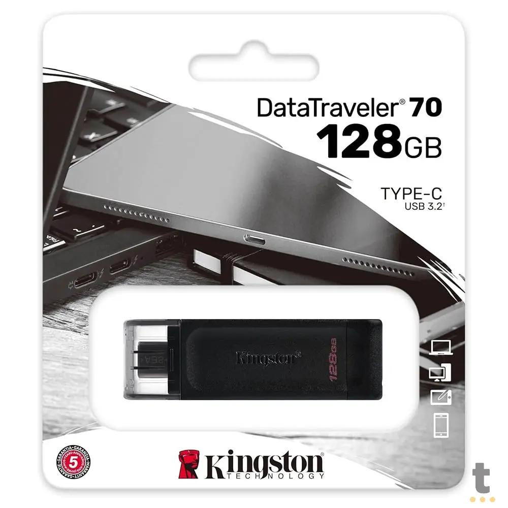 Pen Drive 128gb Kingston USB Tipo C DataTraveler 70 - DT70/128GB Truedata