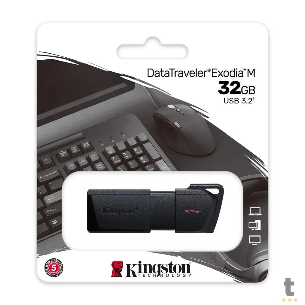 Pen Drive 32gb Kingston DataTravaler Exodia M 3.2 Preto - DTXM/32GB Truedata