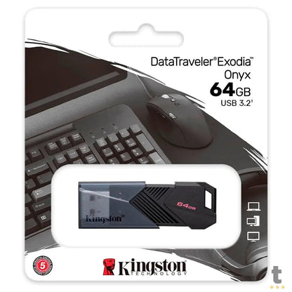 Pen Drive 64gb Kingston DataTravaler Exodia Onix 3.2 Preto - DTXON/64GB Truedata