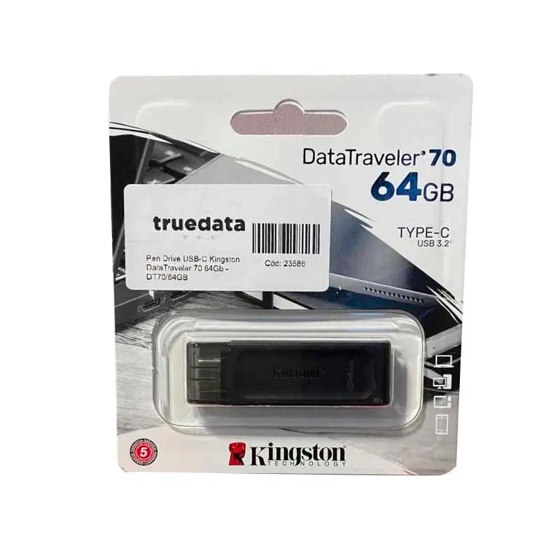 Pen Drive 64gb Kingston USB Tipo C DataTraveler 70 - DT70/64GB Truedata