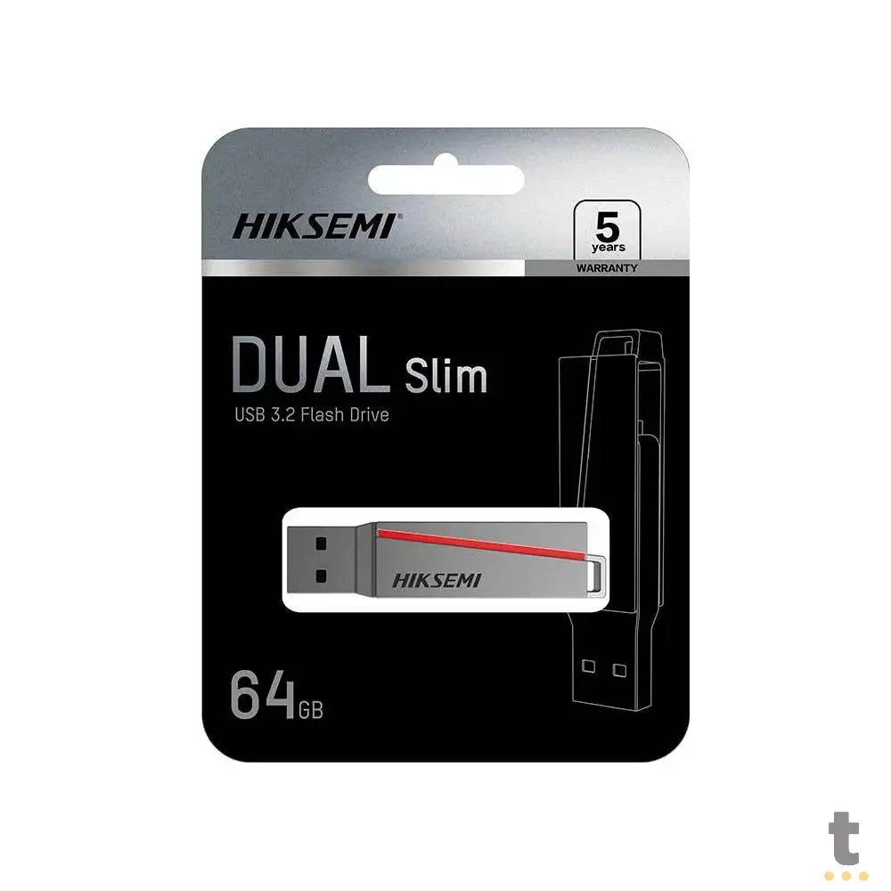 Pen Drive 64gb Usb 3.0 / Tipo C Hiksemi Dual Drive E307C Preto - HS-USB-E307C/64G/U3 Truedata