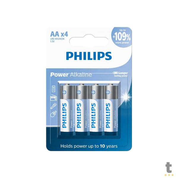 Pilha Alcalina AA Pequena Philips LR6P4B/59 (Cartela C/4 Pilhas) - 107614