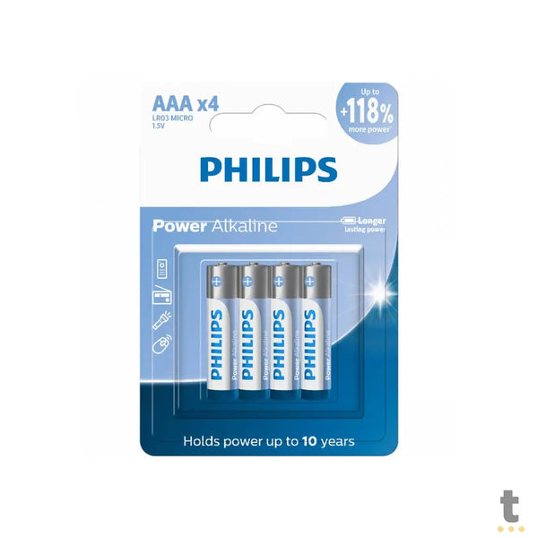 Pilha Alcalina AAA Palito Philips LR03P4B/59 (Cartela C/4 Pilhas) - 107612