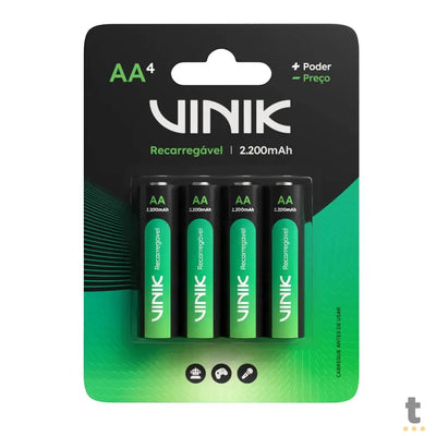 Pilha Recarregável AA 2200Mah 1.2v Vinik (Blister C/ 4 Pilhas) - VP2AB4R
