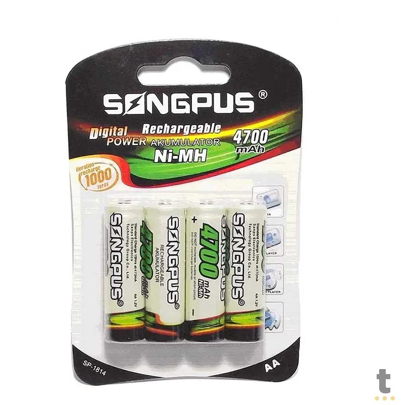 Pilha Recarregável AA 4700mah Songpus (Blister C/ 4 Pilhas) Truedata