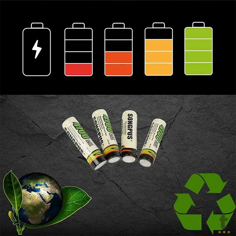Pilha Recarregável AA 4700mah Songpus (Blister C/ 4 Pilhas) Truedata