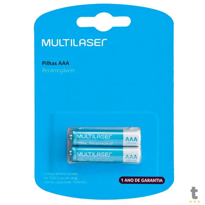 Pilha Recarregável AAA 1000mah Multilaser (Blister C/ 2 Pilhas) - CB051