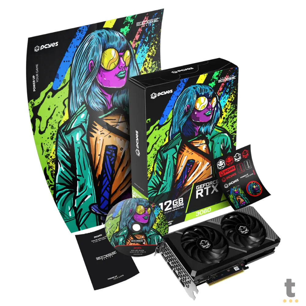 Placa De Video 12Gb RTX 3060 Gddr6 PCYes Project Edge 192bit 1777mhz 3x Displayport 1x Hdmi - PGS3060PE2F Truedata