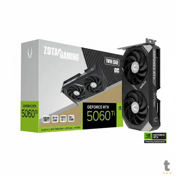 Placa De Video 16Gb RTX 5060 Ti Gddr7 Zotac Nvidia Geforce Twin Edge 128bits 3x Displayport 1x Hdmi - ZT-B50620H-10M