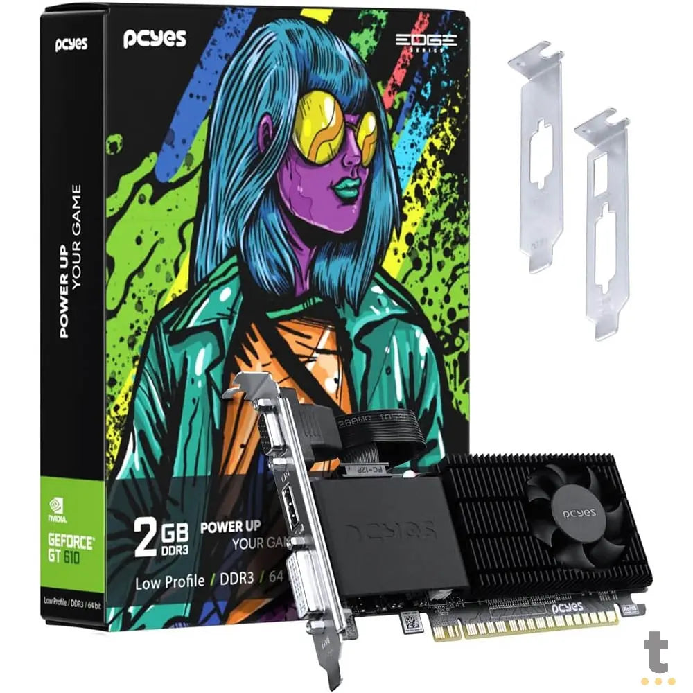 Placa De Video 2Gb GT 610 Gddr3 PcYes Project Edge Nvidia Geforce 64bits Low Profile Hdmi Dvi Vga - PPE610DR3LPBR Truedata