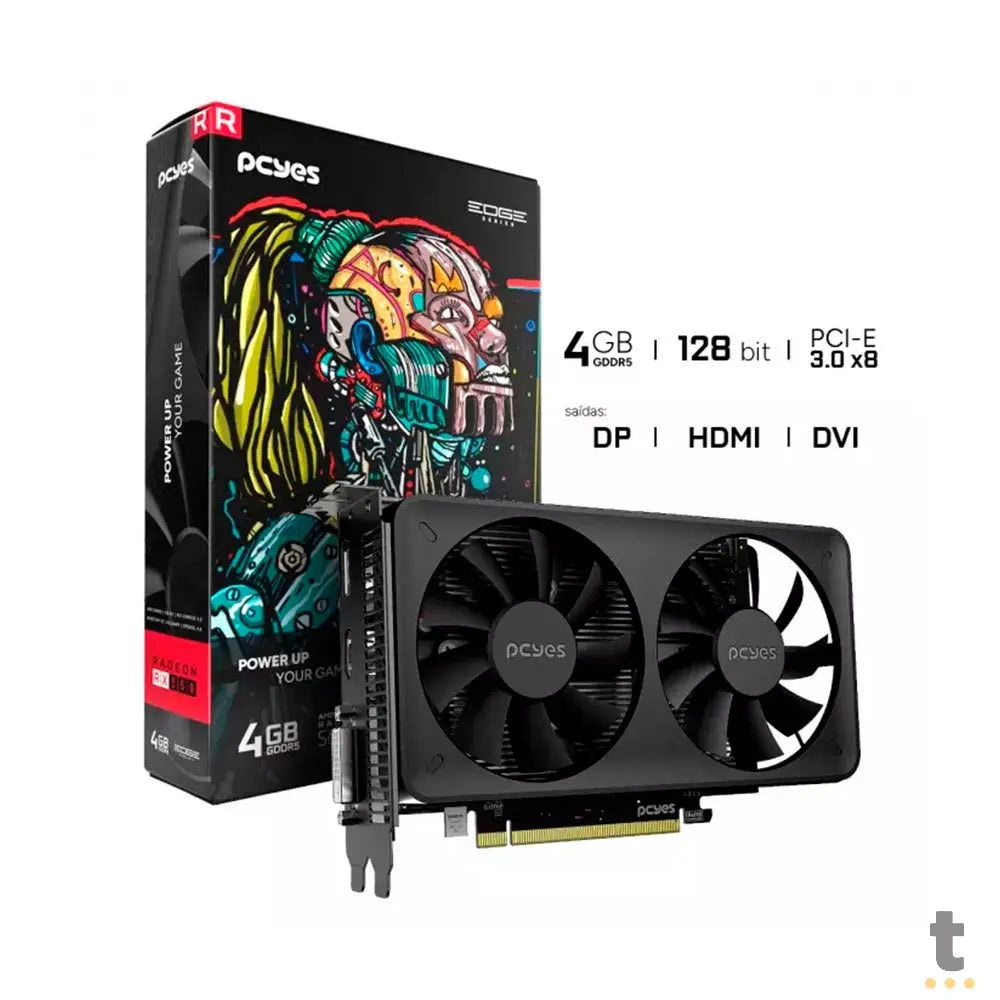 Placa De Video 4Gb RX 550 Gddr5 AMD Radeon PCYes Edge 128bits Dual Fan Hdmi DisplayPort Dvi - PVEX5504GBDF Truedata