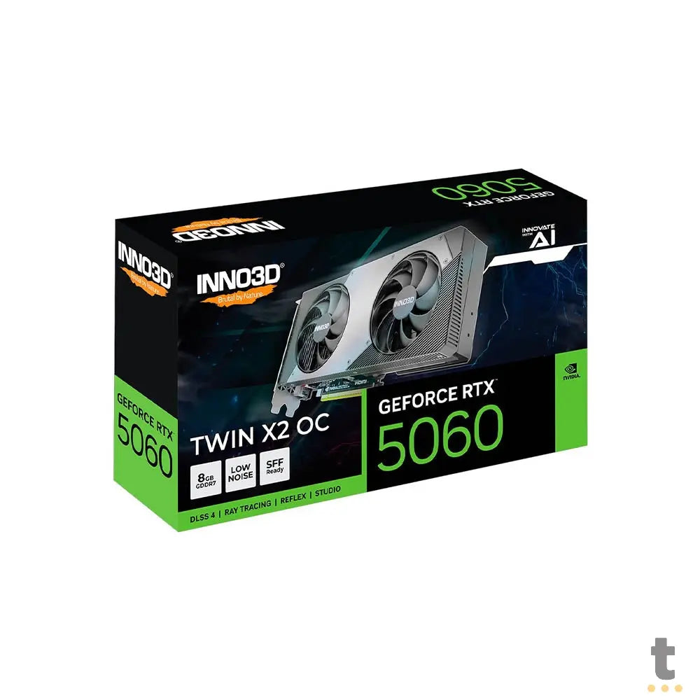 Placa De Video 8Gb RTX 5060 Gddr7 Inno3d Nvidia Geforce Twin X2 OC 128bits 3x Displayport 1x Hdmi White - N50602-08D7X Truedata