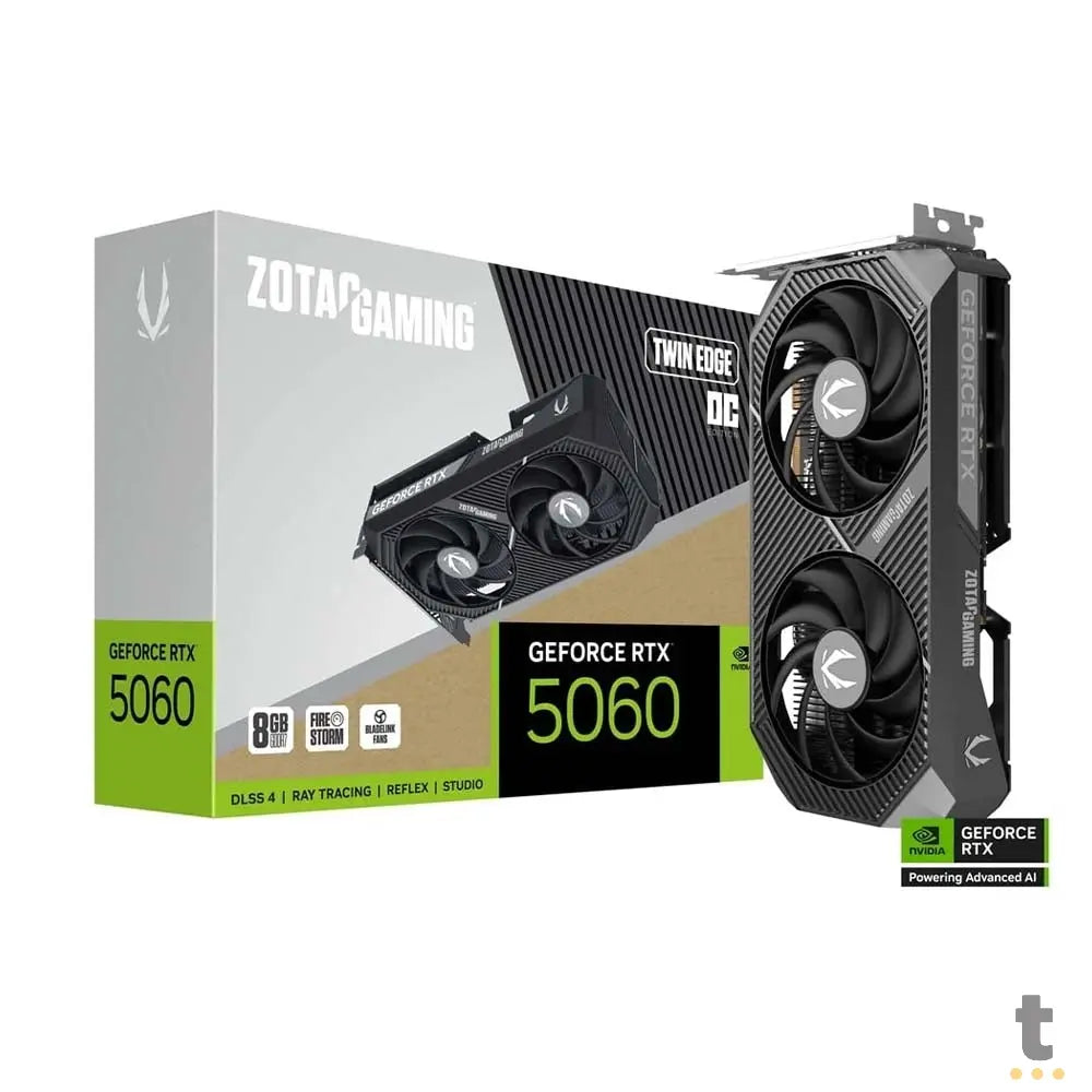 Placa De Video 8Gb RTX 5060 Gddr7 Zotac Nvidia Geforce Twin Edge 128bits 3x Displayport 1x Hdmi - ZT-B50600H-10M Truedata