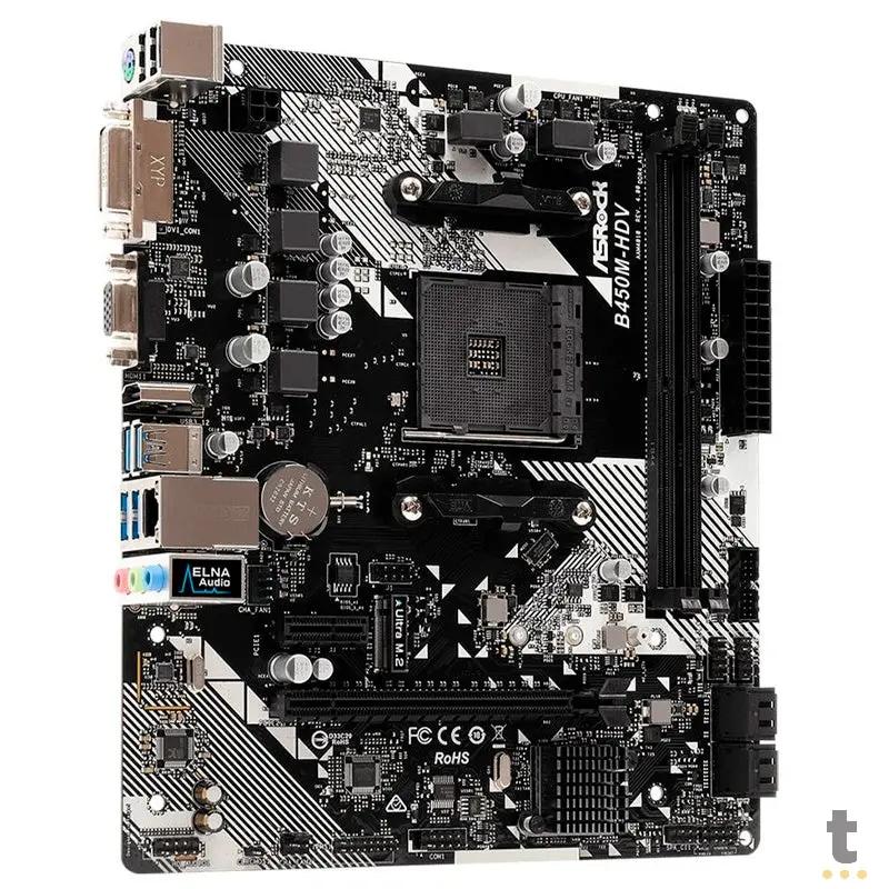 Placa Mae AMD Asrock B450MHDV DDR4 Socket AM4 Hdmi 10/100/1000 Truedata