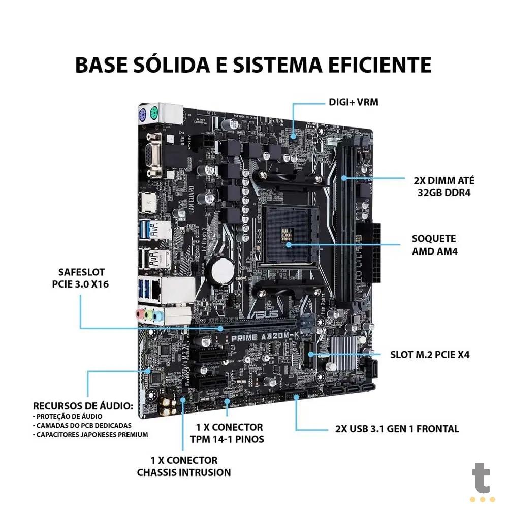 Placa Mae AMD Asus Prime A320M-K/BR DDR4 mATX Socket AM4 Hdmi Truedata