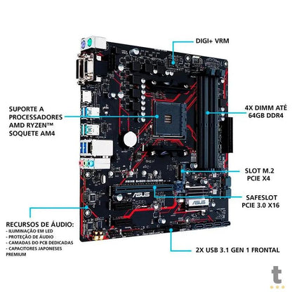 Placa Mae AMD Asus Prime B450-M-Gaming DDR4 Socket AM4 Truedata