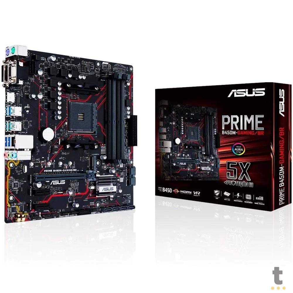 Placa Mae AMD Asus Prime B450M Gaming/BR DDR4 mATX Socket AM4 Hdmi Vga DVI-D Truedata