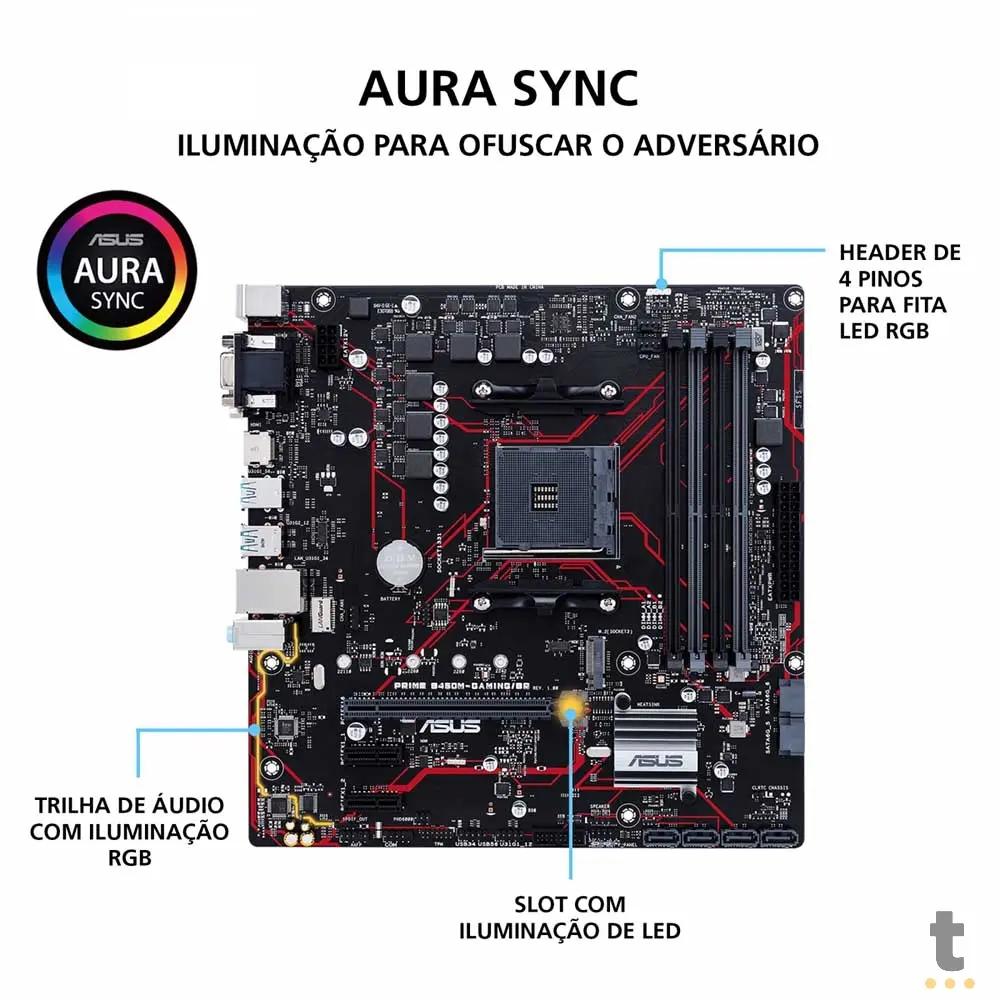 Placa Mae AMD Asus Prime B450M Gaming/BR DDR4 mATX Socket AM4 Hdmi Vga DVI-D Truedata