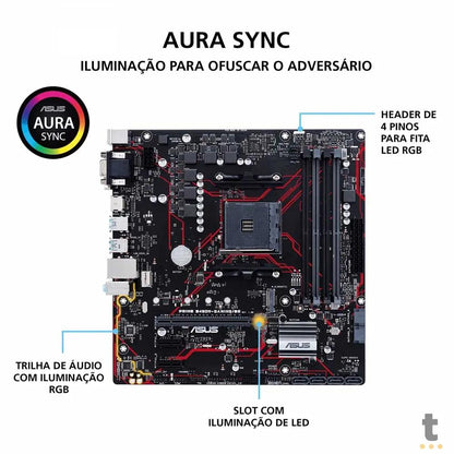 Placa Mae AMD Asus Prime B450M Gaming/BR DDR4 mATX Socket AM4 Hdmi Vga DVI-D Truedata