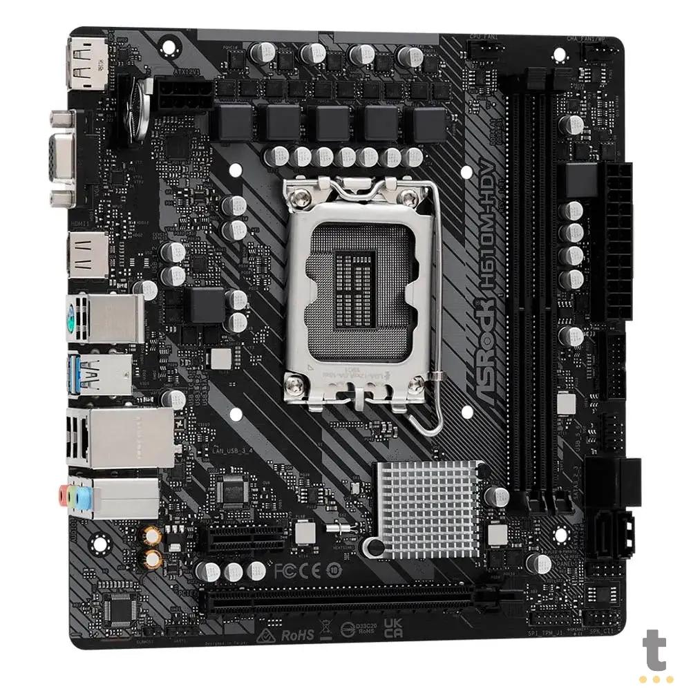 Placa Mae ASRock H610M-HDV Intel Lga 1700 Ddr4 Hdmi USB 3.2 (12a e 13a Geração) Truedata