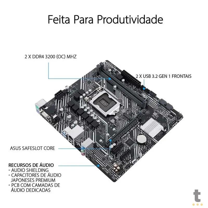 Placa Mae Asus Prime H510M-E Lga 1200 Ddr4 3200Mhz Hdmi Displayport M.2 (10a e 11a Geração) Truedata