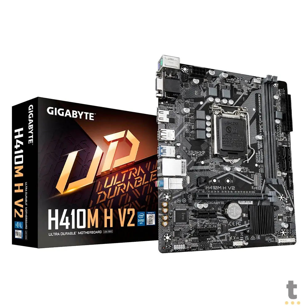 Placa Mae Gigabyte H410M H V2 Ultra Durable Lga 1200 Ddr4 2933mhz Hdmi M.2 Usb 3.2 (9a e 10a Geração) Truedata