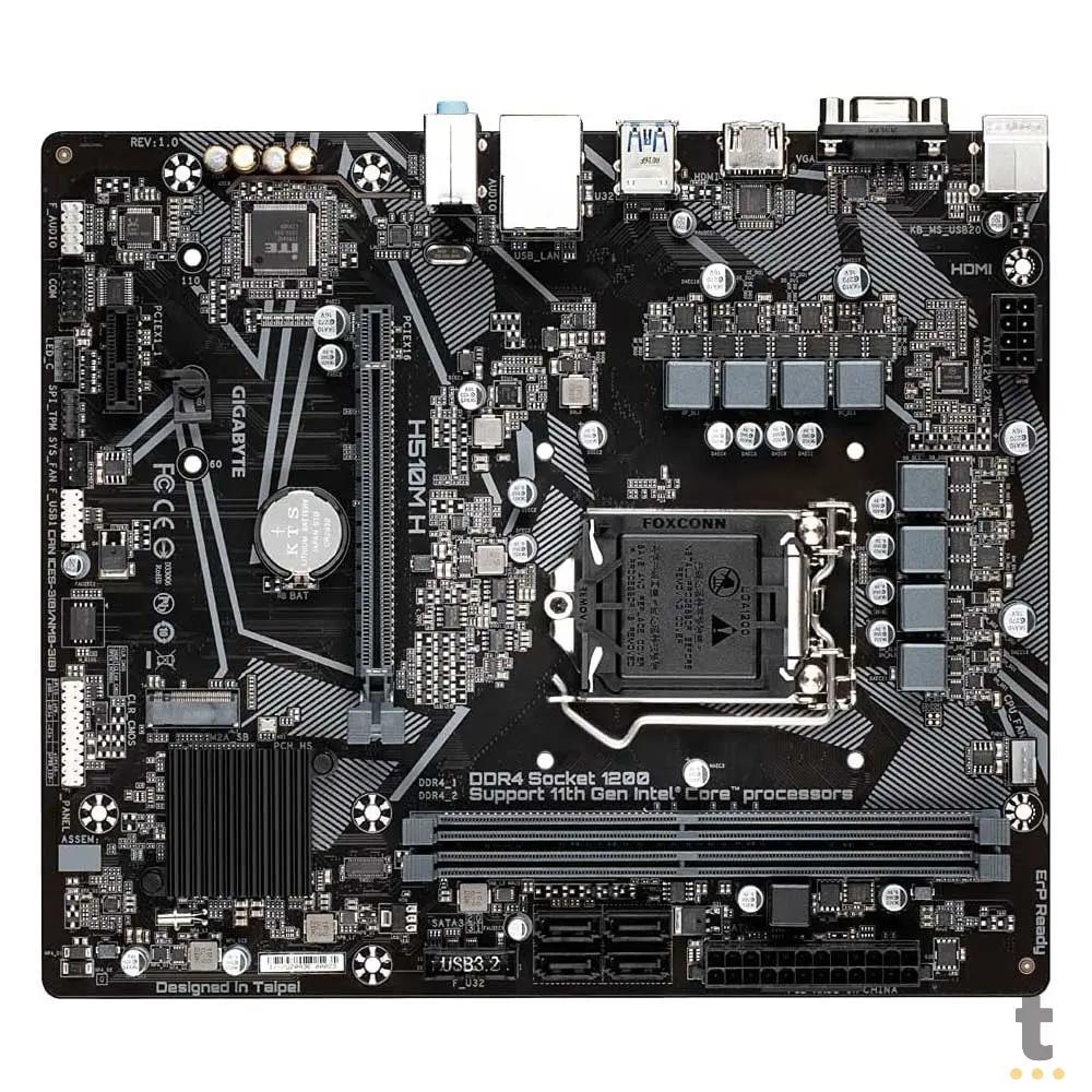 Placa Mae Gigabyte H510M-H Matx Lga 1200 Ddr4 2666Mhz Hdmi M.2 (10a e 11a Geração) Truedata