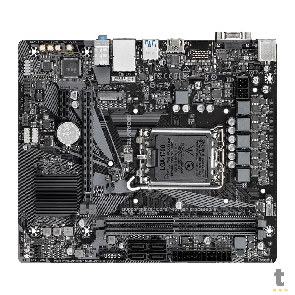 Placa Mae Gigabyte H610M H V3 Matx Intel Lga 1700 Ddr4 Hdmi USB 3.2 D-Sub M.2 (12a até 14a Geração) Truedata