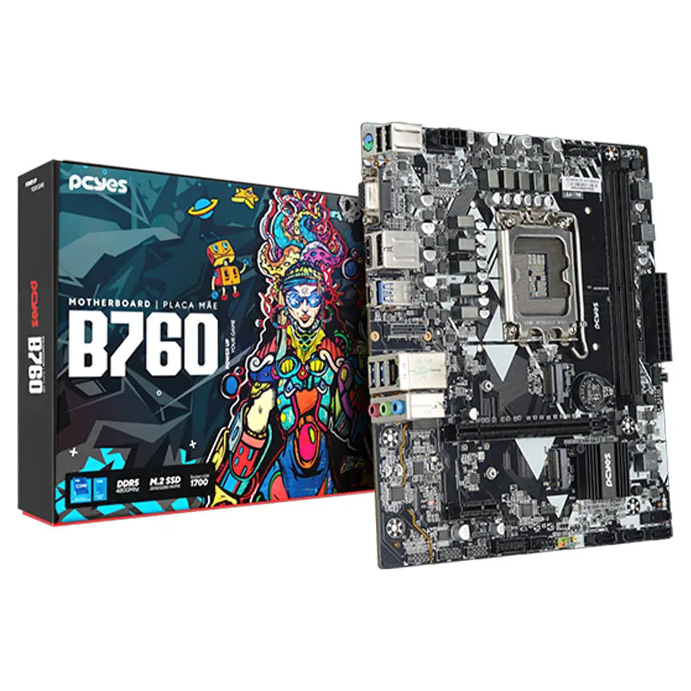 Placa Mae PcYes B760 Intel Lga 1700 Ddr5 Hdmi DP Vga Usb-C (12a, 13a e 14a Geração) - Pcyb760-14G64 Truedata