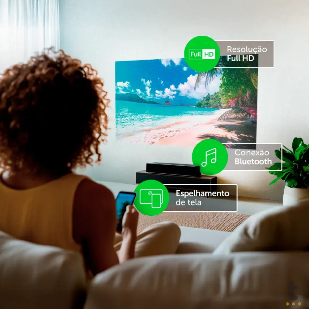 Projetor Intelbras PFL 6520 Full HD 7400 Lumens LED HDMI Usb Wi-fi 200 Pols Truedata