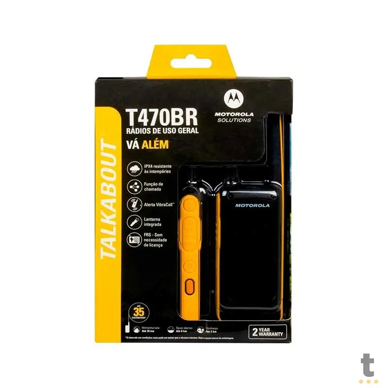 Radio De Comunicacao Walkie Talkie Motorola Talkabout T470br 35 Km Amarelo/Preto Truedata