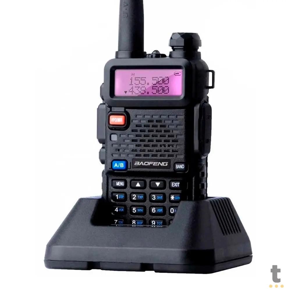 Rádio de Comunicação Dual Band Uhf + Vhf Baofeng Uv-5R Preto (Unidade) 10Km Truedata