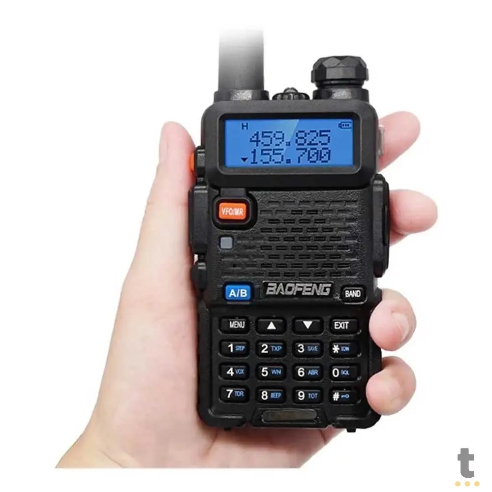 Rádio de Comunicação Dual Band Uhf + Vhf Baofeng Uv-5R Preto (Unidade) 10Km Truedata