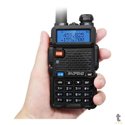 Rádio de Comunicação Dual Band Uhf + Vhf Baofeng Uv-5R Preto (Unidade) 10Km Truedata