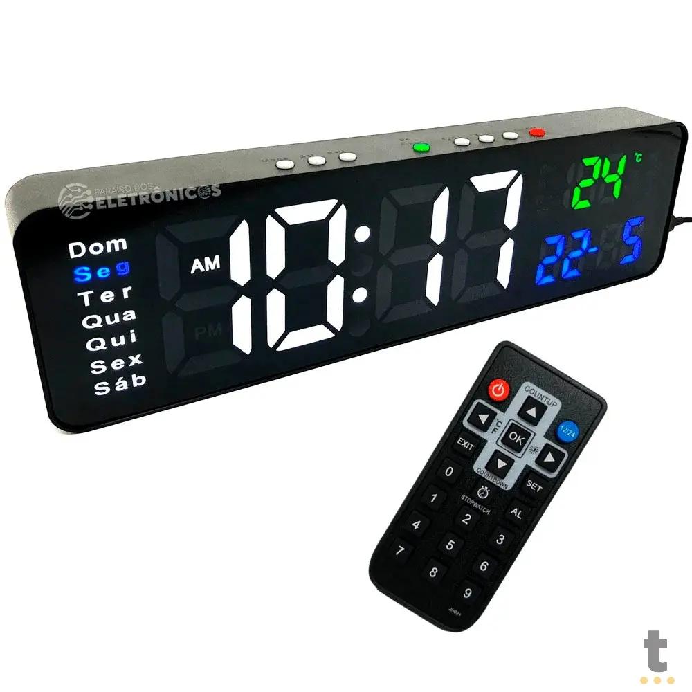 Relogio De Parede Led Digital Color Lelong C/ Controle Remoto - LE-2165 Truedata