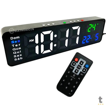 Relogio De Parede Led Digital Color Lelong C/ Controle Remoto - LE-2165 Truedata