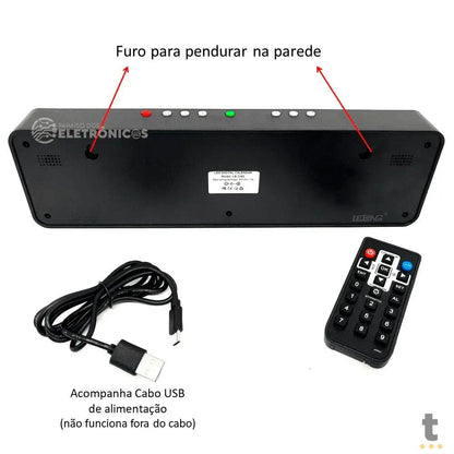Relogio De Parede Led Digital Color Lelong C/ Controle Remoto - LE-2165 Truedata