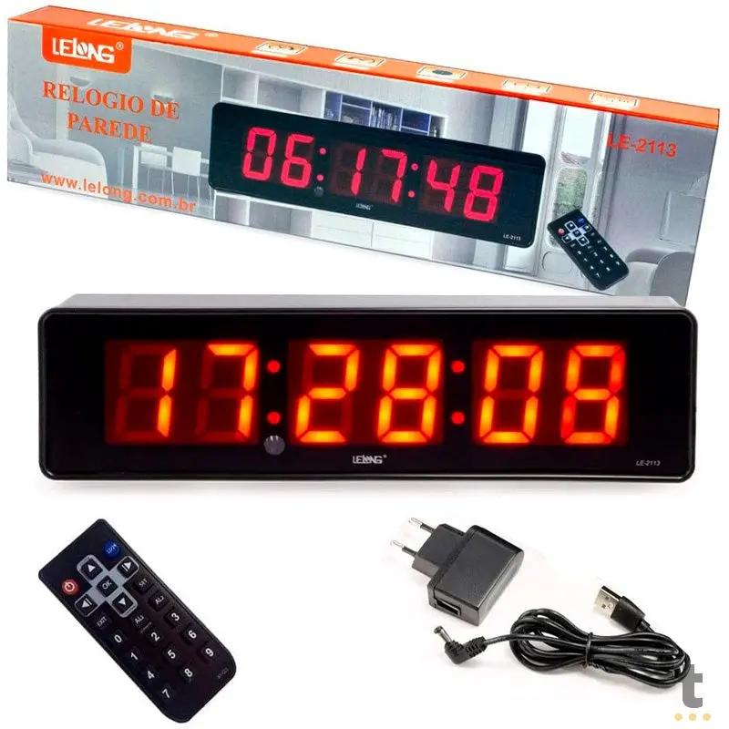 Relogio De Parede Led Digital Lelong C/ Controle Remoto - LE-2113 Truedata