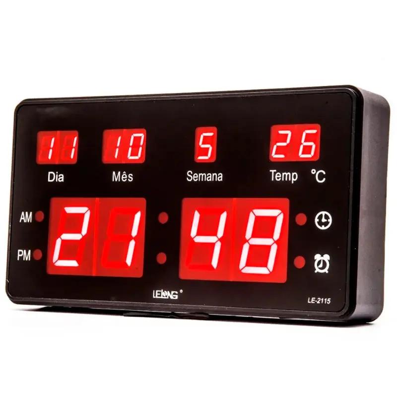 Relogio De Parede Led Digital Lelong C/ Data e Temperatura - LE-2115 Truedata