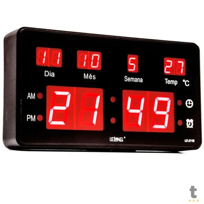 Relogio De Parede Led Digital Lelong C/ Data e Temperatura - LE-2115 Truedata