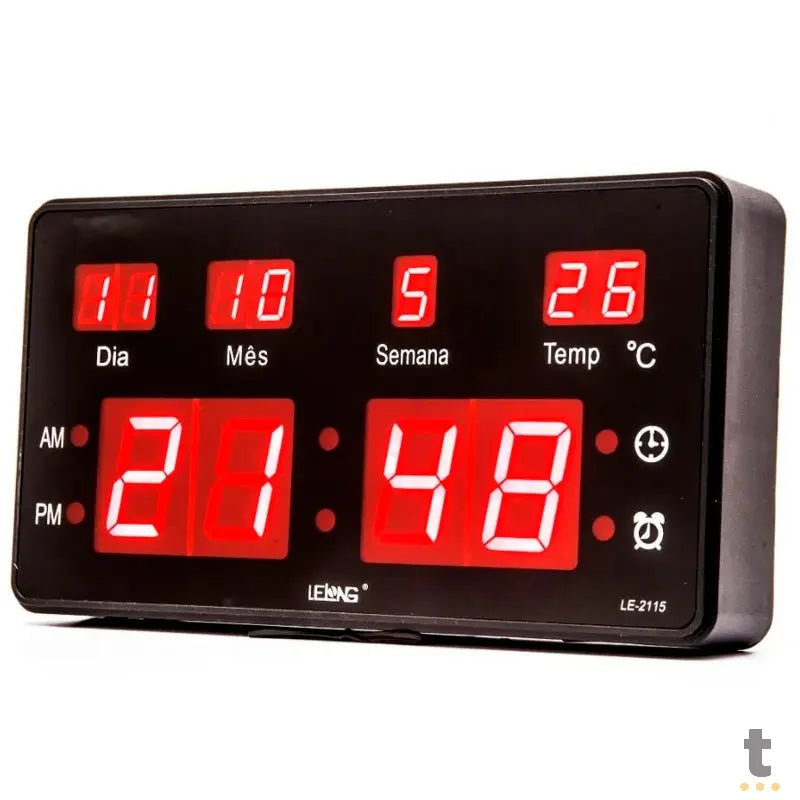 Relogio De Parede Led Digital Lelong C/ Data e Temperatura - LE-2115 Truedata