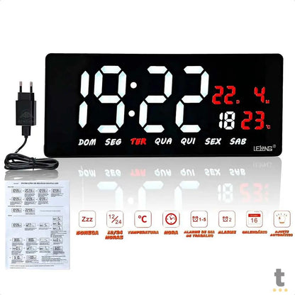 Relogio De Parede Led Digital Lelong - LE-2137 Truedata
