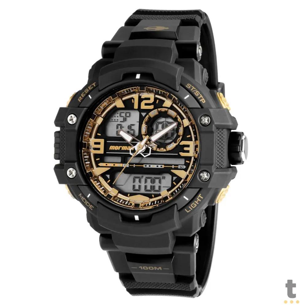 Relógio de Pulso Analogico Digital Mormaii em Polímero Preto/Dourado - MO0949/8U Truedata