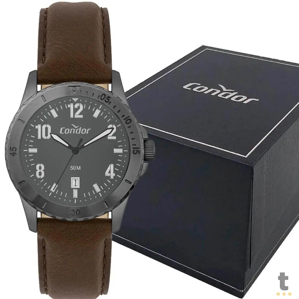 Relógio de Pulso Condor Cinza C/ Pulseira Marrom - CO2115MZA/4F Truedata