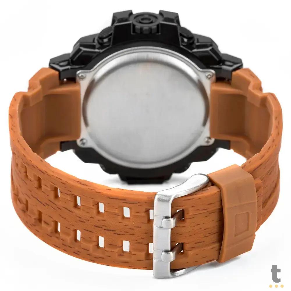 Relógio de Pulso Digital Mormaii Wood em Silicone Marrom/Cinza - MO1132AH/8M Truedata